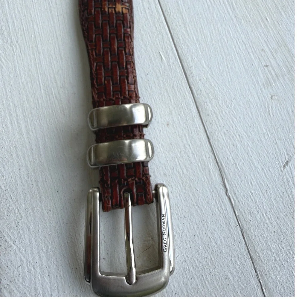 Greg Norman Mens Brown Woven Leather Belt GNS5AB12-214 Size 40/100
